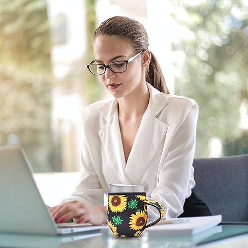 Miniatura 5 de Paquete de 4 fundas aisladas de neopreno reutilizables con asa para copa de vino sin tallo de 12 onzas, tarros Mason de boca regular de 16 onzas