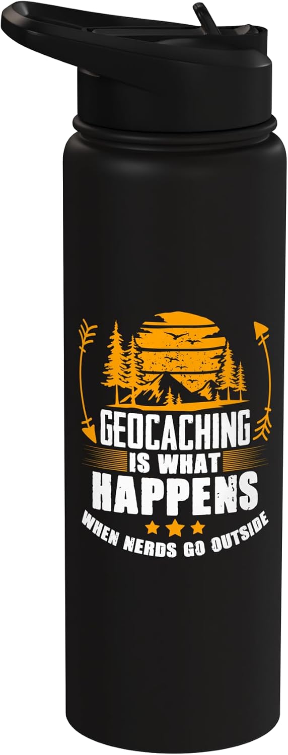 Treasure Geocaching Nerds Go Outside Geocache Geocacher Stainless Steel Insulated Water Bottle