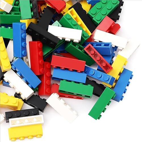 Unirolic Juego de ladrillos de construcción clásicos, 100 piezas de bloques de construcción básicos de 1 x 4, juguetes de construcción creativos