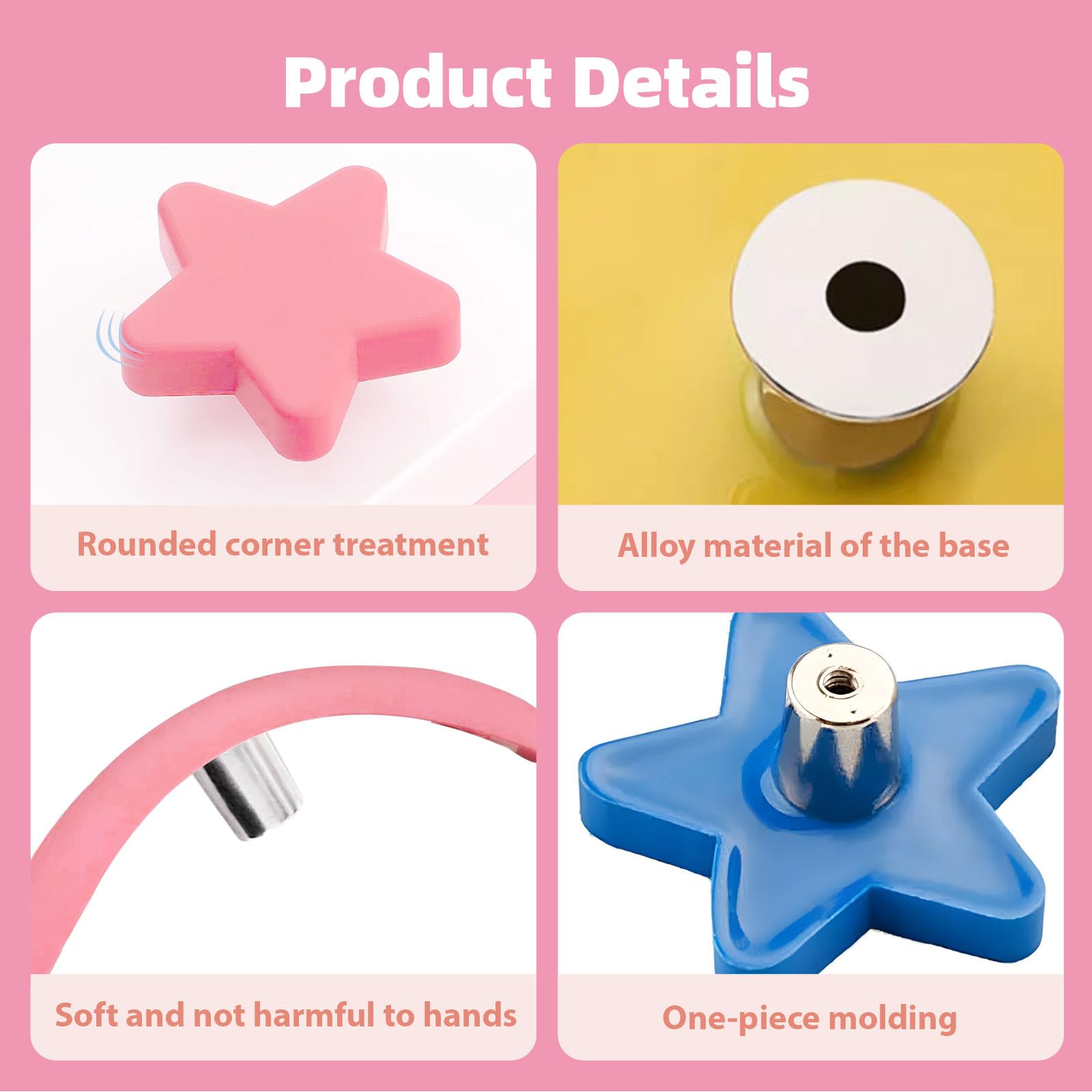 Lot de 6 poignées de meuble en bois pour chambre d'enfant, motifs mignons, poignées de tiroir avec vis, poignées de porte pour chambre d'enfant