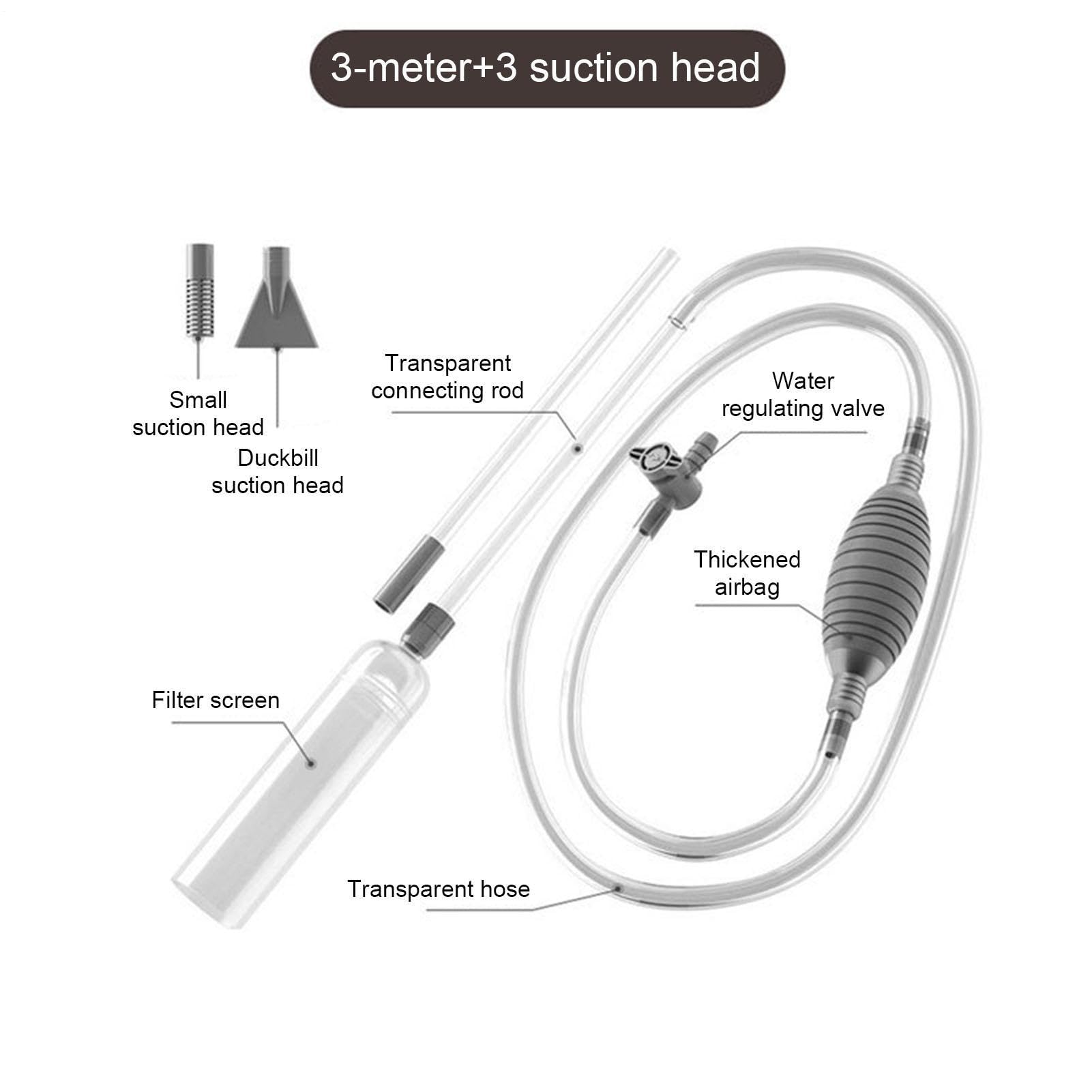 Fish Tank Vacuum - Siphon Water Changer, Aquarium Cleaning Tool with Strong Suction Flow, Easy Gravel Cleaner, Fish Turtle Tank Kit, Changing Pump Water for Saltwater Aquariums