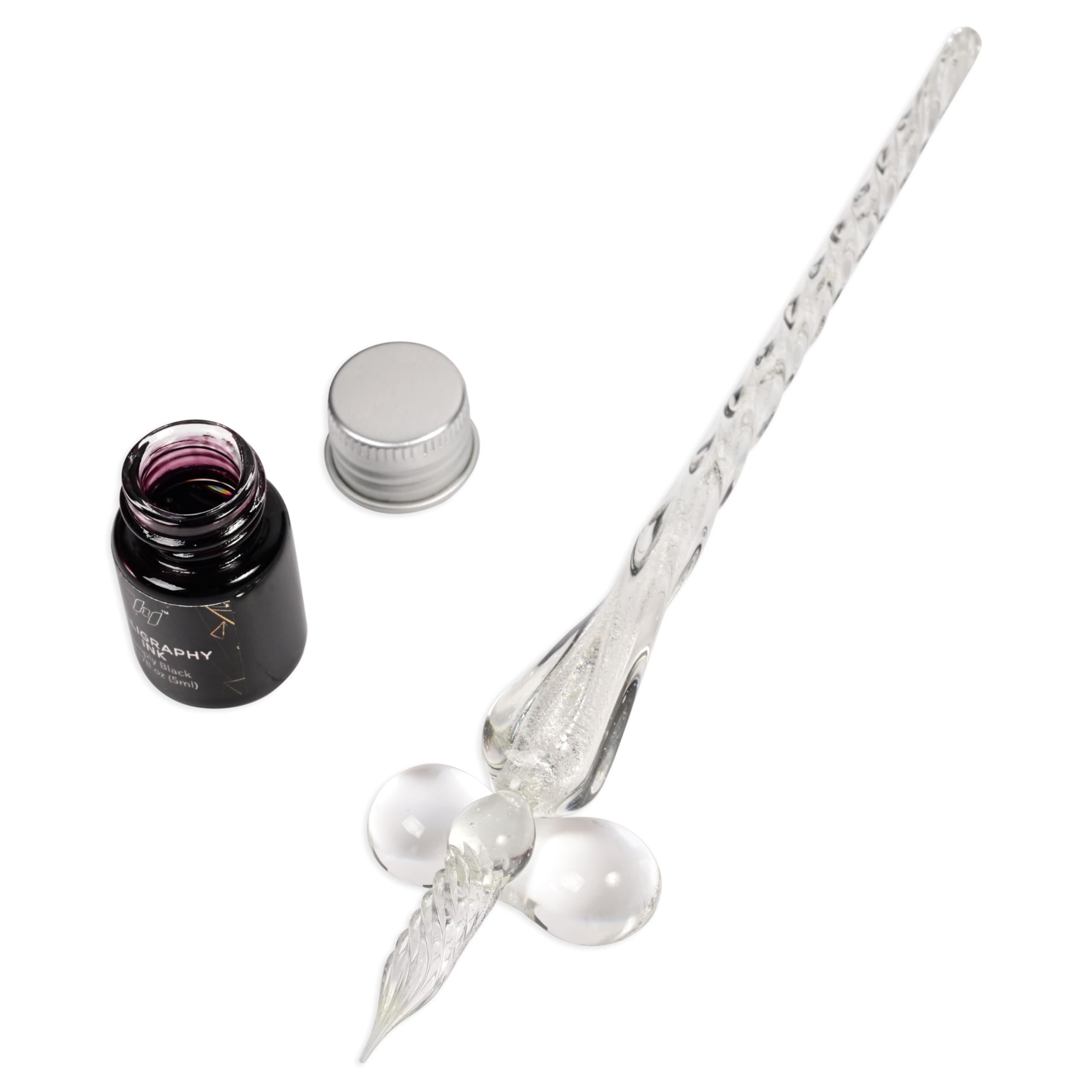 FIS Calligraphy Pen Glass Dip Set of 3 Pieces, 1 Bottle of Ink 5ml Simply Black-FSCQ04