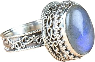 Labradorite Ring, 925 Sterling Silver Ring, Blue Flash Labradorite Ring, Oval Shape Ring, Promise Ring, Healing Crystal, Designer Band Ring, Vintage Ring, Bohemian Ring, Anniversary Gift