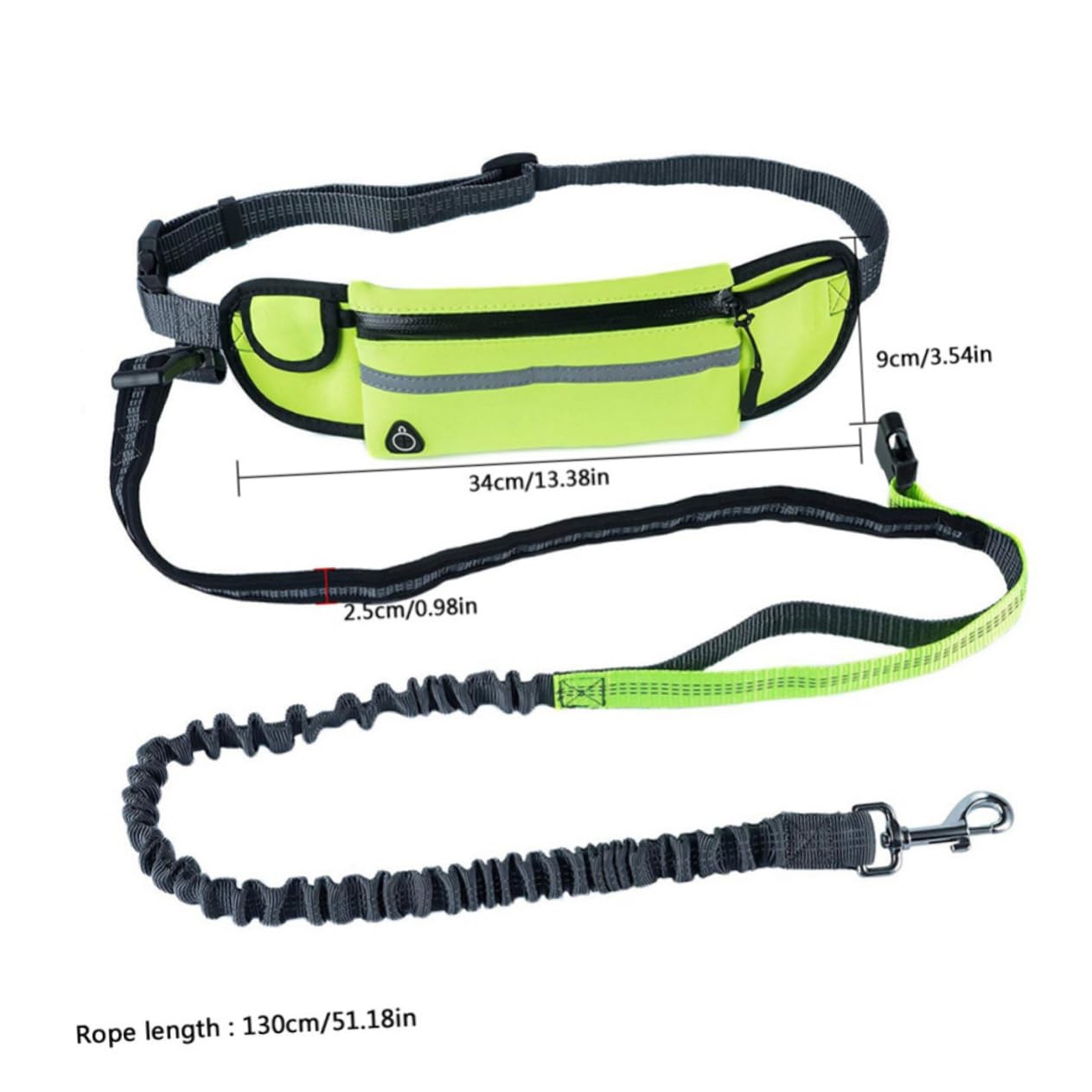 COLLBATH Dog Leash for Running Hands-Free Waist Leash with Reflective Strips Bungee for Walking Hiking and Jogging