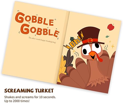 Miniatura 2 de Tarjeta de Acción de Gracias Divertida, Sonido y Sacudida Cabeza Movimiento Humor de dibujos animados con sobre, GOBBLE GOBBLE