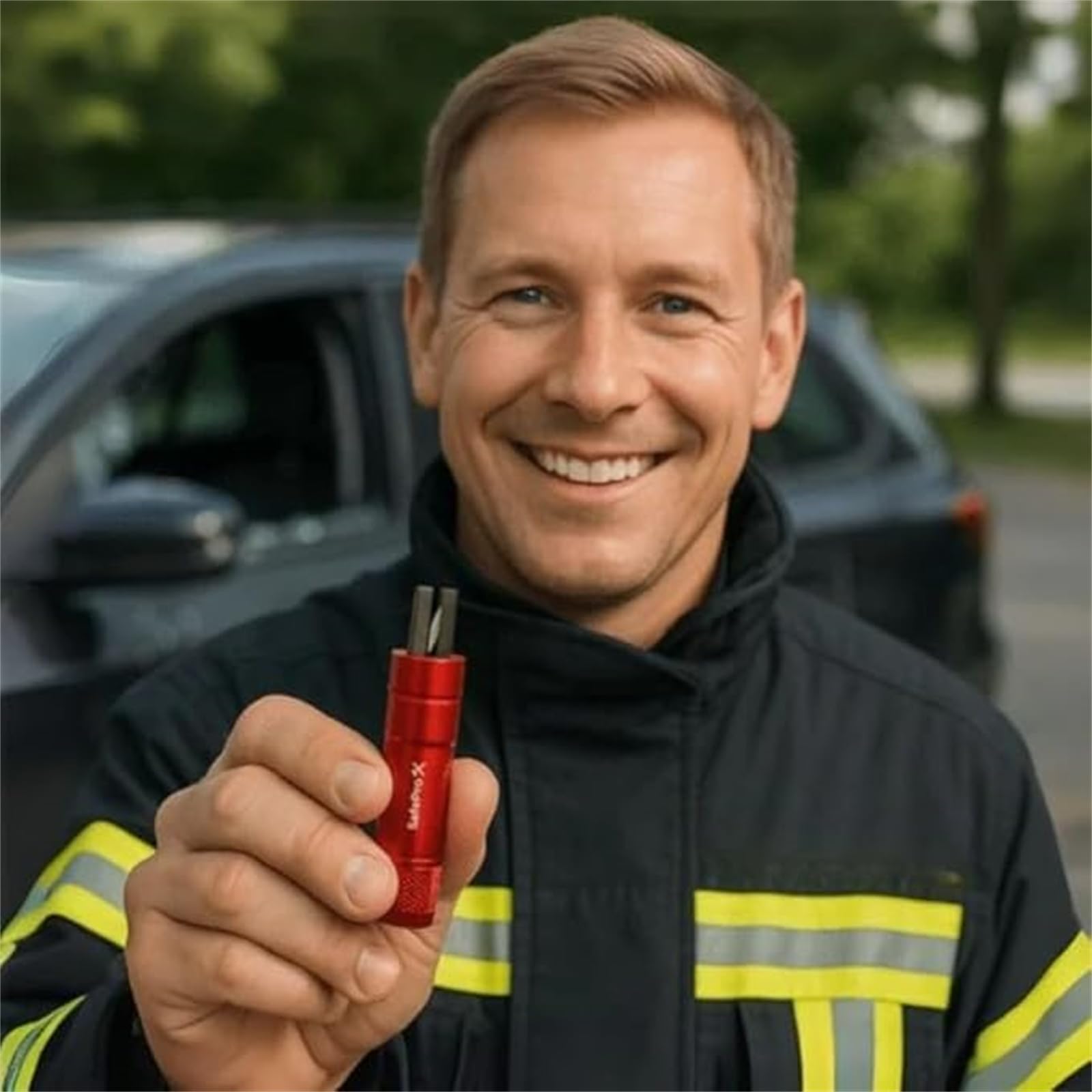 Auto 2-in-1 Gurtschneider & Nothammer | Professioneller Fensterbrecher mit Testglas | Notfallhammer mit Gurtcutter für PKW & Busse | Sicherheitswerkzeug Set