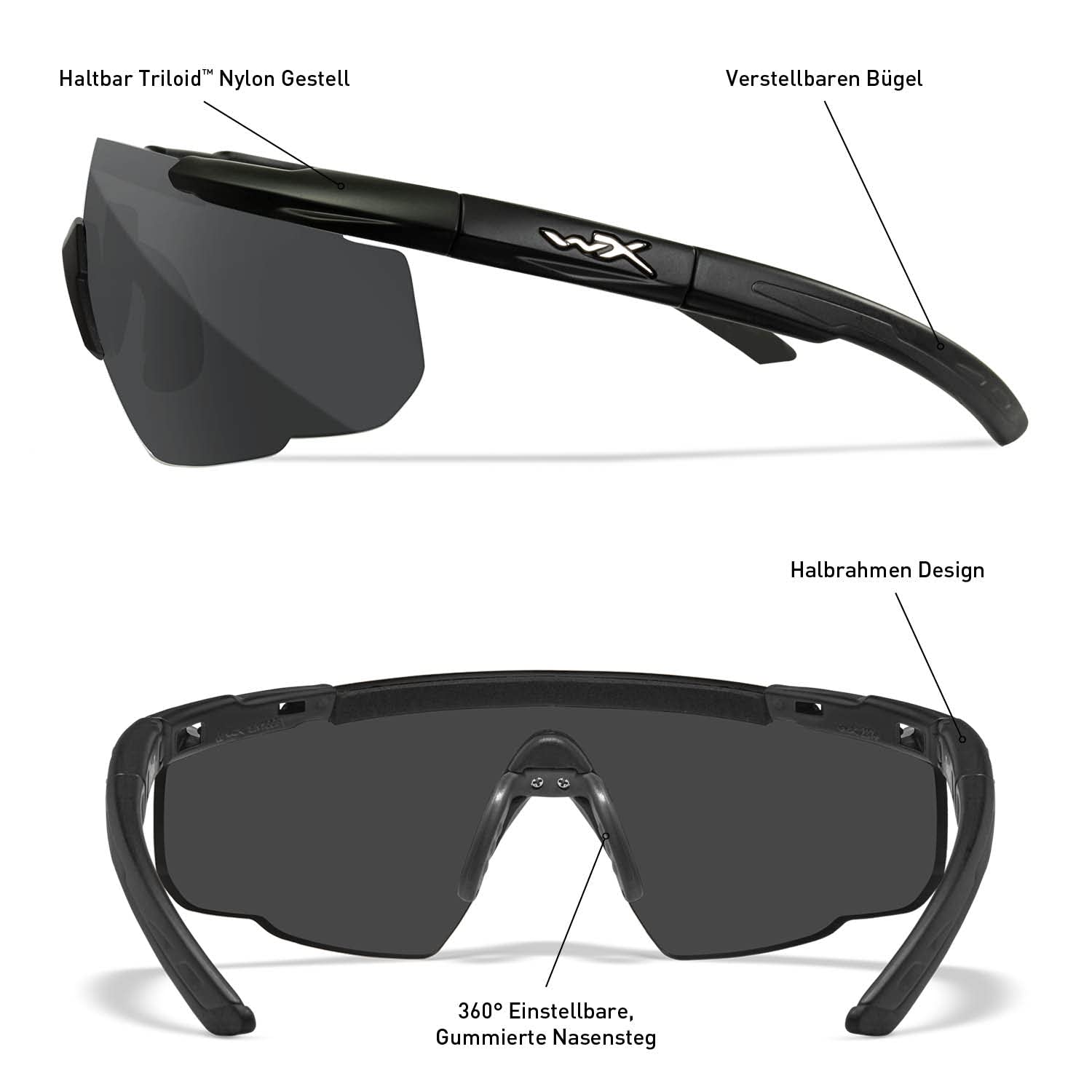Wiley X | Saber Advanced | Schießbrille & Sportbrille Herren | Perfekt als Laufbrille Fahrradbrille & MTB Brille │ 100% UV-Schutz | Ideal bei Outdoor-Aktivitäten | Airsoft Schießen