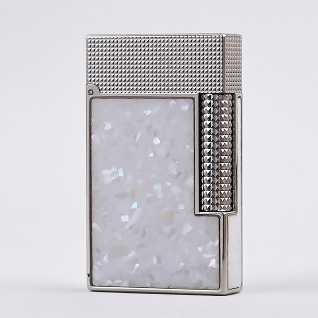 Vintage Brass Colored Shell Flip Lighter Butane Refillable Soft Flame Mens Collectible Gift Silver 1