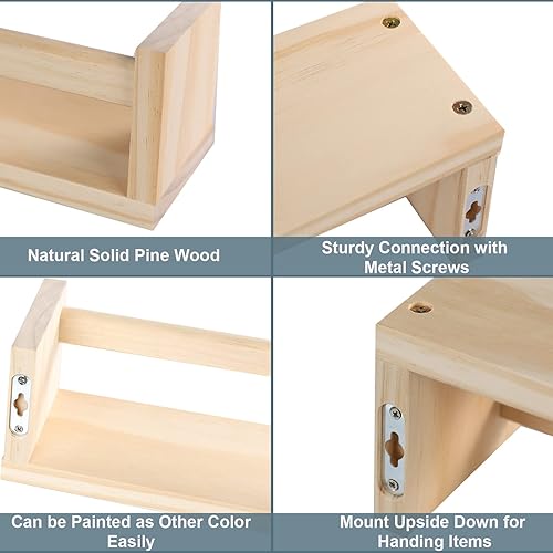 Miniatura 8 de Juego de 3 estantes de madera para guardería, estantes de madera para pared, estante organizador de libros para niños, estantes de pared para niños