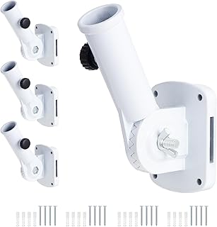 Coolty 4PCS Flag Pole Holder Multi-Position Flag Pole Mounting Bracket Adjustable Aluminum Alloy Flagpole Holder Bracket, 1" Inner Diameter(White)
