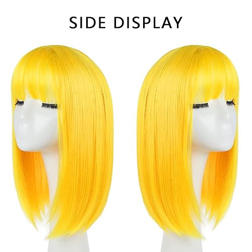 Miniatura 10 de HSPJHTM Peluca estilo Bob, pelucas cortas marrones, retardantes de llama, de 14 pulgadas, lacio, sedoso, esponjoso, para mujer, peluca sintética