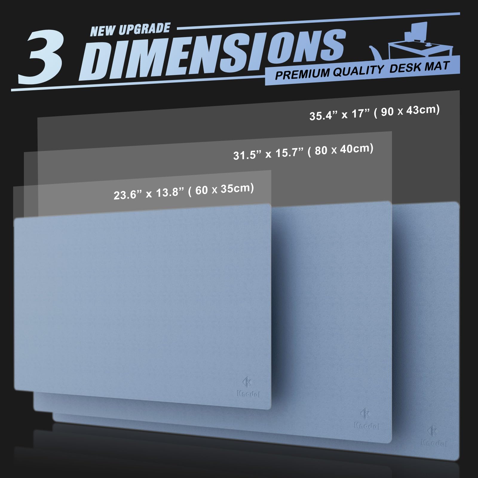 K KNODEL Tappetino per Mouse, Tappetino Impermeabile per Scrivania, Tappetino di Scrivania in Pelle per Tastiera e Mouse, Protettore per Tappetino di Scrivania per Ufficio (Blu Lago, 80 x 40 cm)