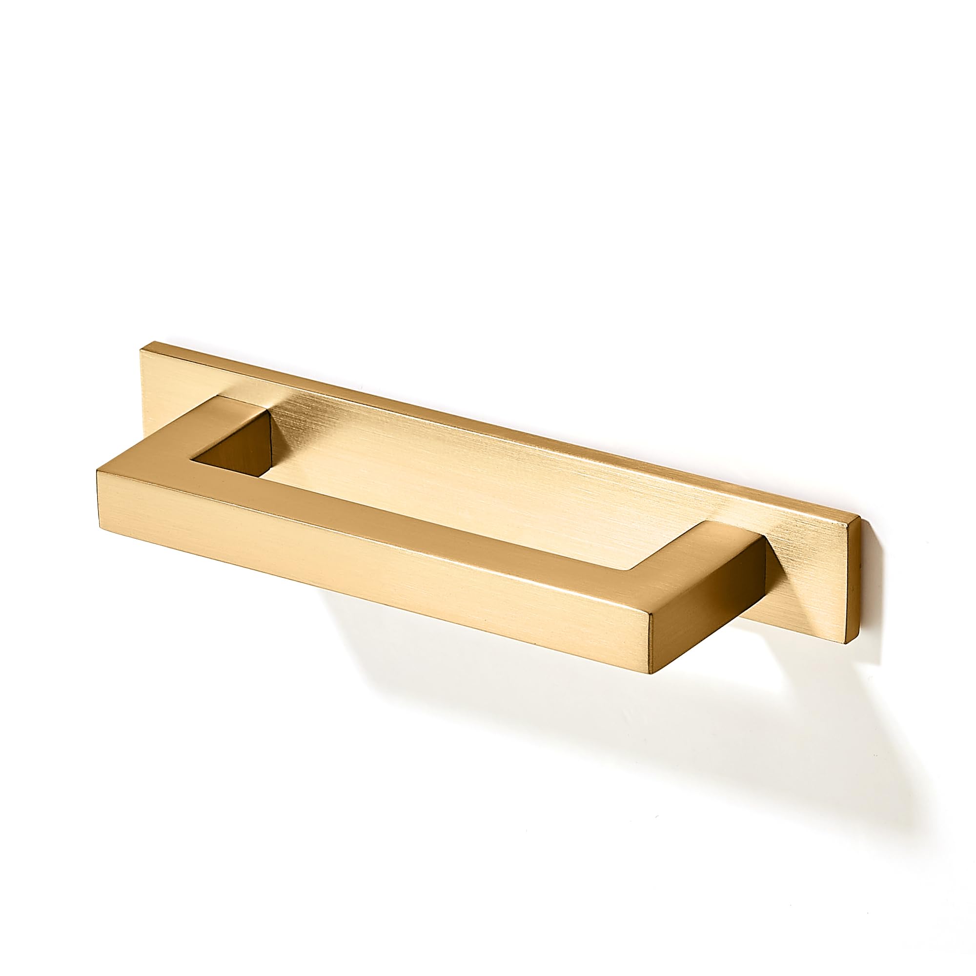 TUNNY 10 Pack Square Solid Cabinet Handles-3.8"/96mm Screw Spacing Brushed Champagne Gold Furniture Hardware Handles for Kitchen Cabinets Bedroom