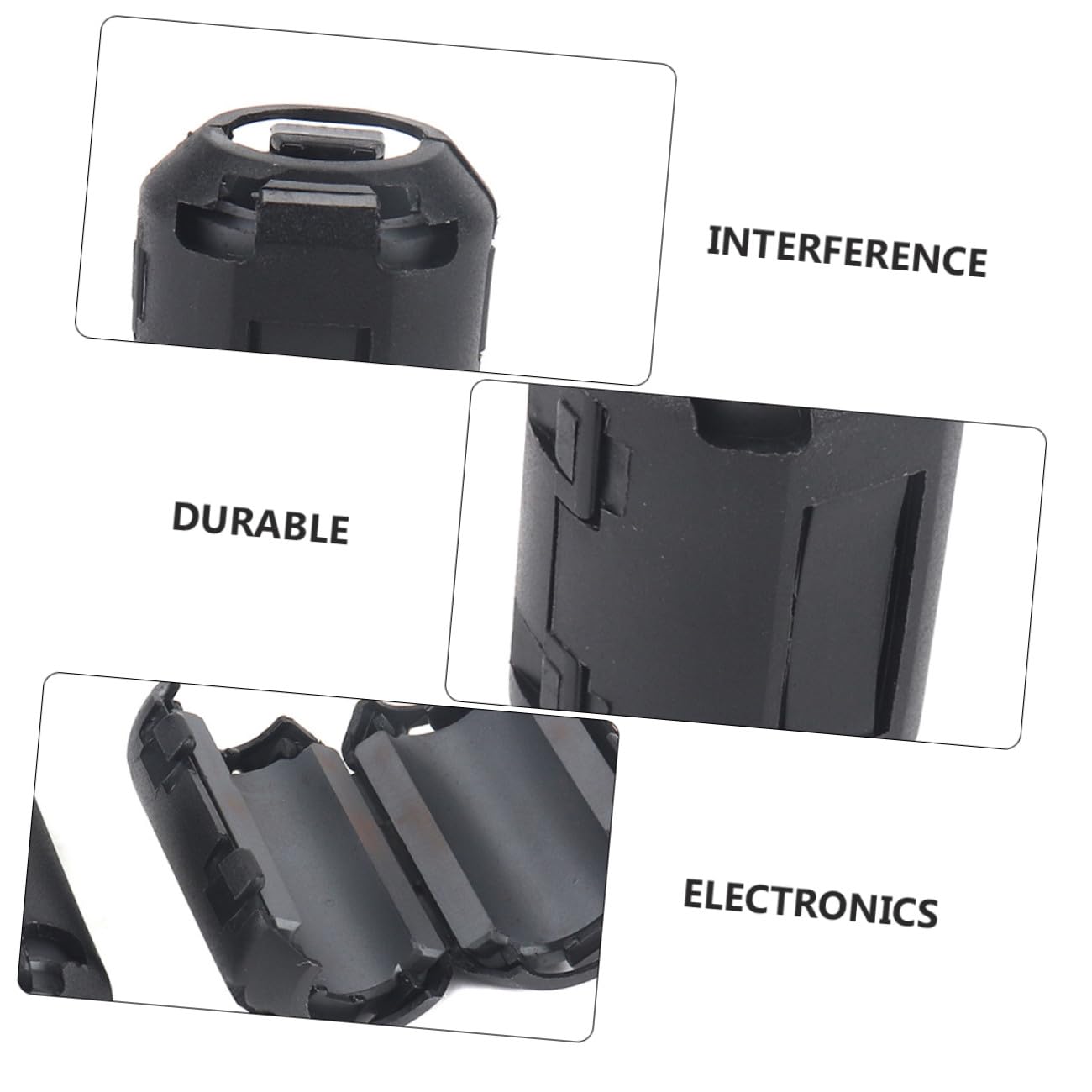Filtro di Rumore Nucleo di Ferrite Rimovibile per Cavi di Alimentazione Nero, Mini Forma, Materiale in Nichel Zinco Ferrite, per Elettrodomestici e Dispositivi Elettronici
