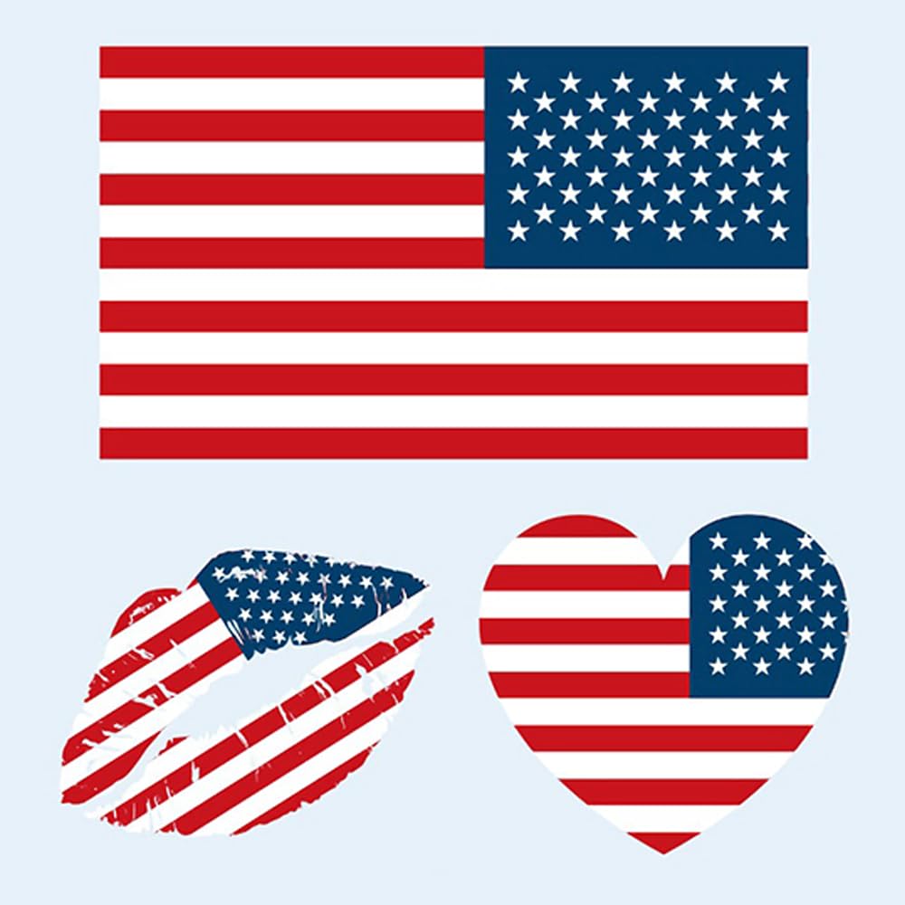 Y&C TENCOB American Flag Tattoos,25 Sheets America USA Temporary Face Stickers,75 Pcs Waterproof Sweat National Flag Removable Fake Tattoos For Men Women Teenagers(America)