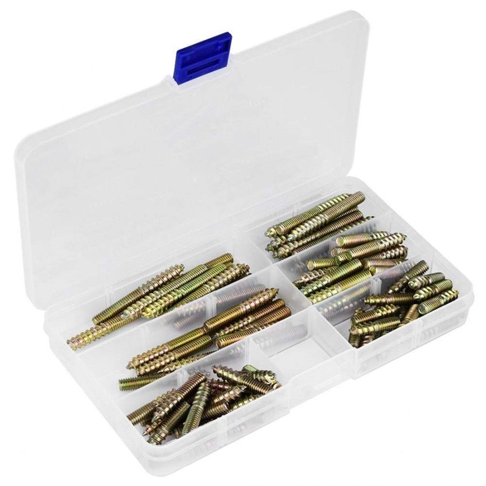 Nägel und Schrauben Kit 90 stücke M6x25 / 30/35/40/50/60mm Dübel Schraube Holzbearbeitungsmöbel Stecker Doppel Beendig Schraubaufhänger Bolzeneisen Flachkopf Schrauben Haushalt Werkzeug Set Hardware A