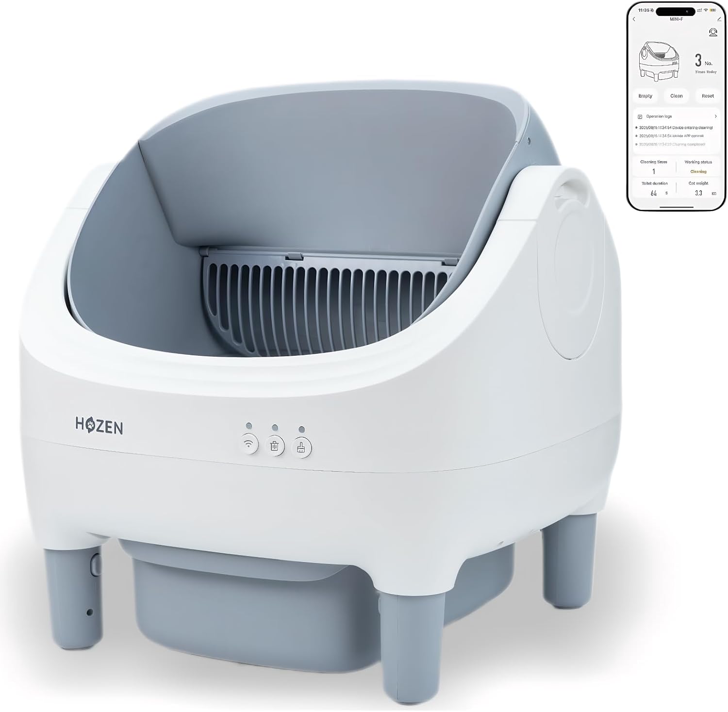 HOZEN Open Top Automatic Cat Litter Box - Self-Cleaning, Odor-Free, App-Controlled, 76L Capacity for Stress-Free Feline Care