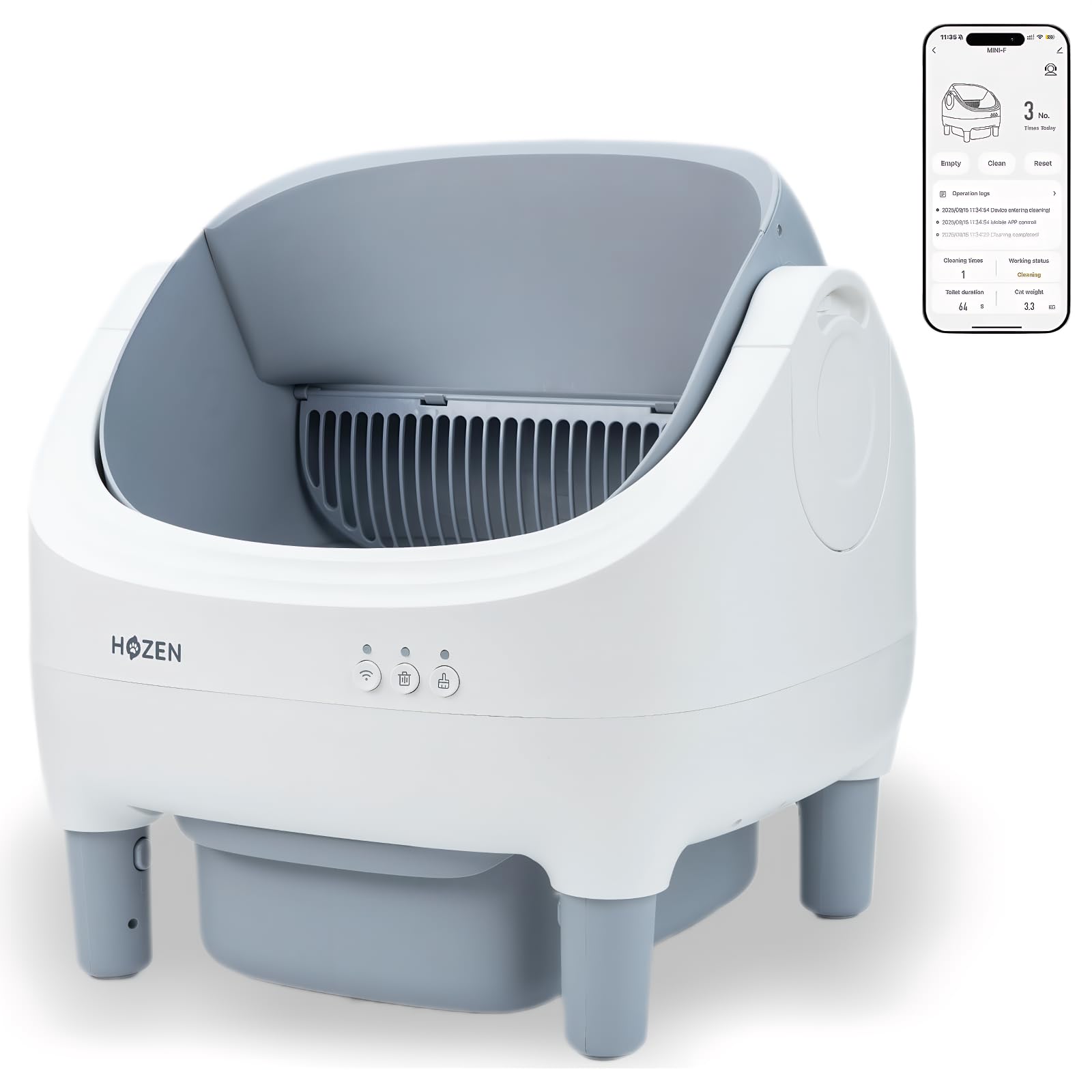 HOZEN Open Top Automatic Cat Litter Box - Self-Cleaning, Odor-Free, App-Controlled, 76L Capacity for Stress-Free Feline Care