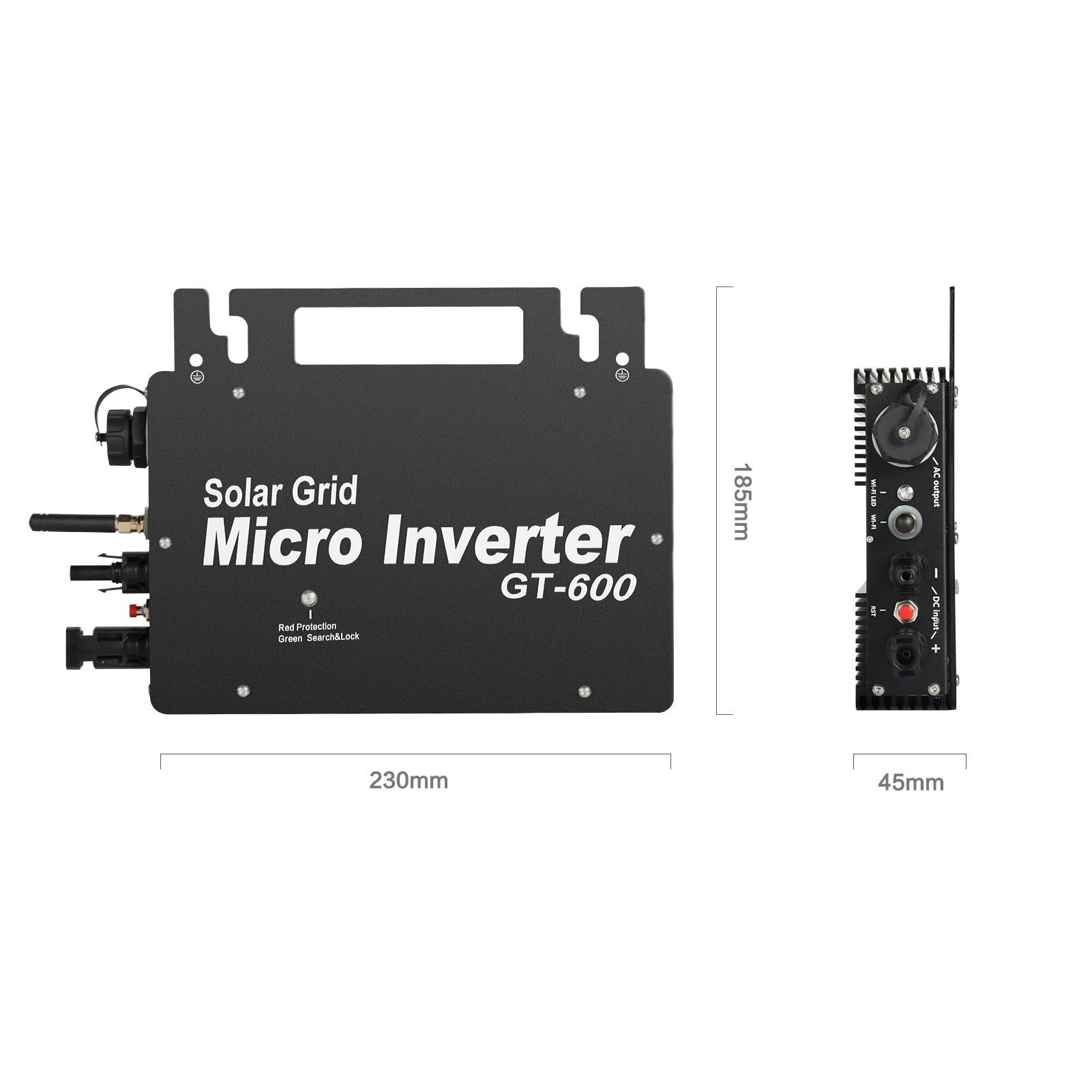 DeWin Onduleur Solaire, Micro Onduleur Solaire 600W Grid Tie Inverter MPPT Onduleur Solaire Étanche Onduleur de Grille Solaire avec Application de Communication WiFi Surveillance AC220V