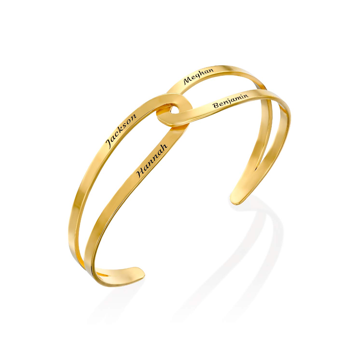 MYKA Personalisierte 'Hand in Hand' Armreif aus Sterling Silber 925 - Vergoldet - Schmuck Geschenk für Damen - Mutter - Freundin