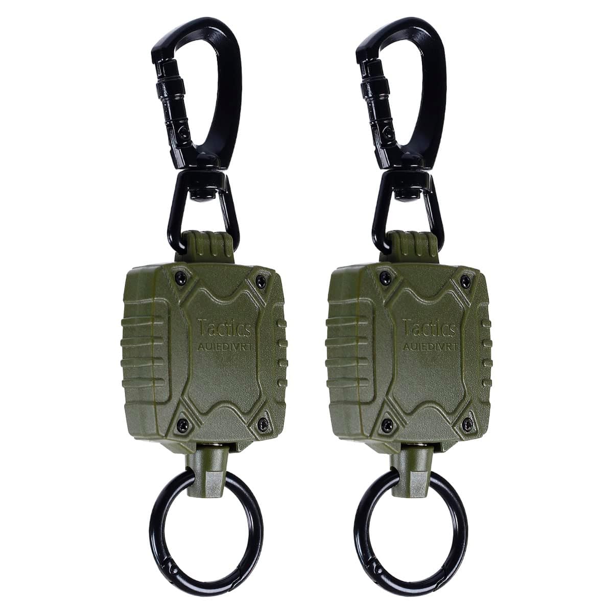 CUNHUY Heavy Duty Carabiner Retractable Keychain, Retractable ID Badge Reel with Belt Clip, Tactical Retractable Badge Holder with 26 Inches Cord, 10