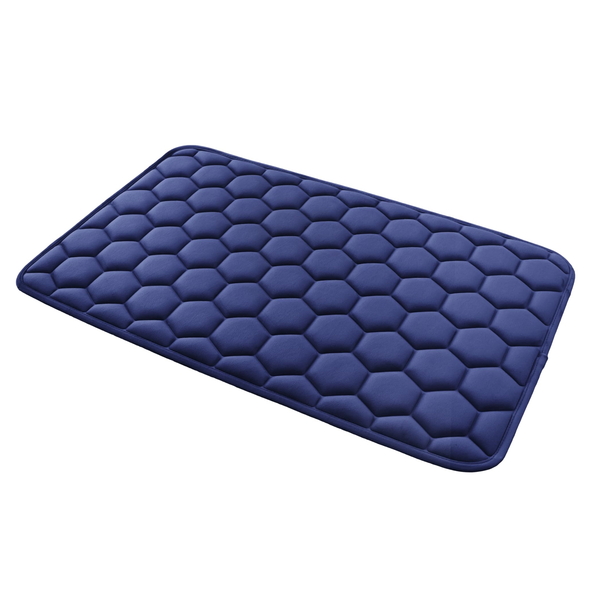 ALBERE Tapis de Bain Haut de Gamme en Mousse à Mémoire de Forme 2 cm, Antidérapant SBR, Ultra Absorbant, Doux et Moelleux, Séchage Rapide, 50x80 cm, Bleu Marin
