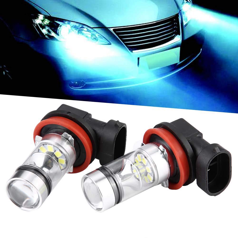 Tbest Ampoule de Voiture, 2 Pièces H8 H9 H11 6000K Super Blanc 100W LED Kit D'ampoules de Phare Antibrouillard Lumière de Conduite de Voiture Auto DRL Lumineux