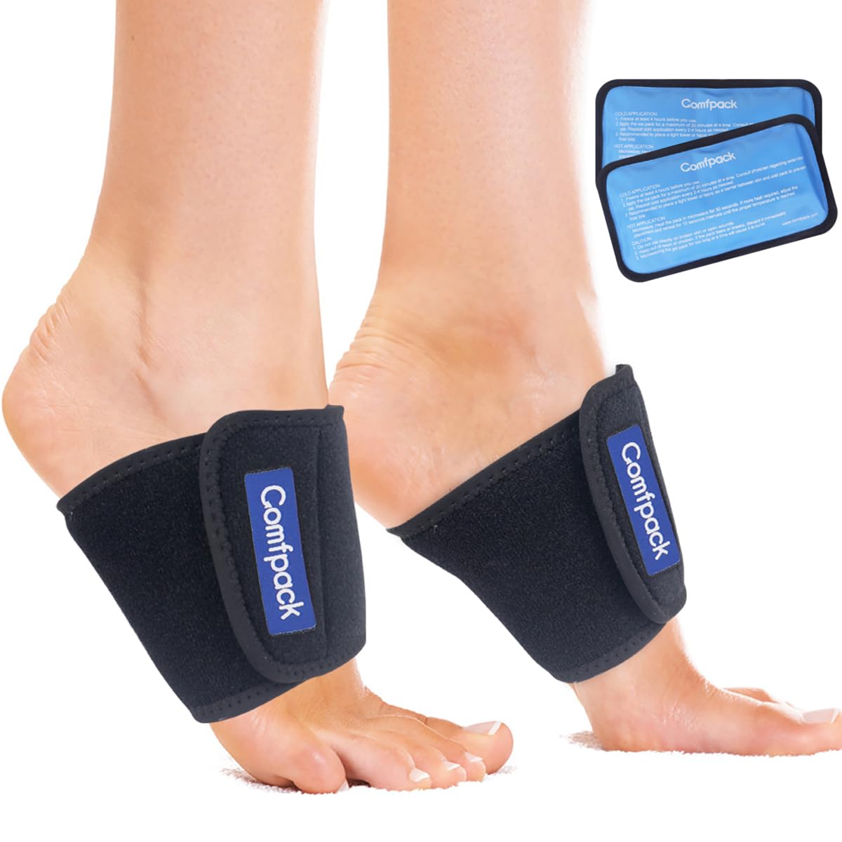 Cold Therapy Wrap with 2 Packs for Pain Relief, Reusable Gel Ice Packs for Foot Plantar, Wrist, Ankle, Great for Sprains, Muscle Pain, Bruises, Injuries