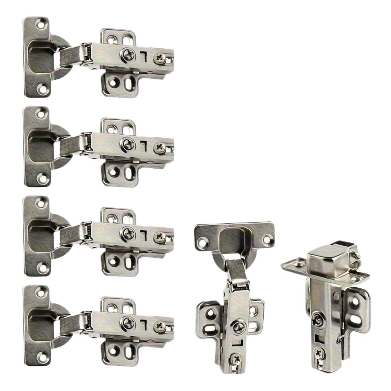 Cidegoo One Color Cabinet Hinges 8Pcs Soft-Close Matte Brushed Metal Cabinet Hinges - Surface Mount Damping For Cupboard Furniture