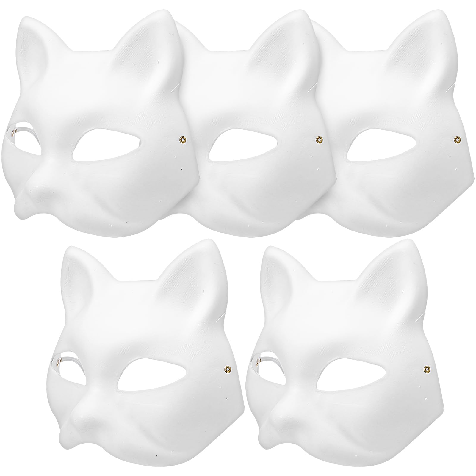 Garneck 5pcs Therian Cat Masks DIY White Paper Fox Mask Blank Hand Painted Animal Masks for Kid Halloween Cat Mask for Adults Half Face Masks for Costume Party Masquerade, DGYON8WX2449O8MG11YSOOIH