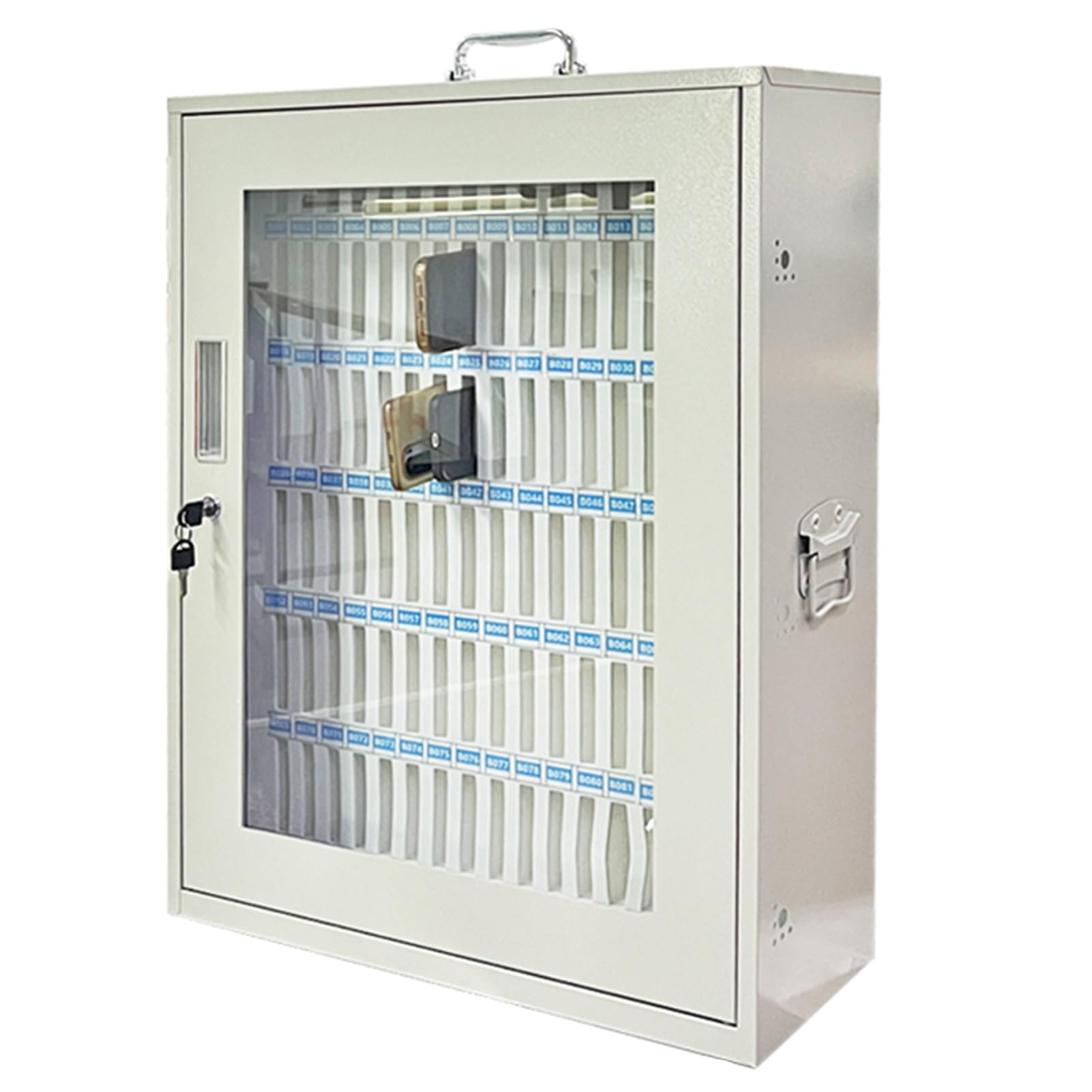 Coffre-fort pour téléphone portable haute sécurité armoire acier vitrée 102 places
