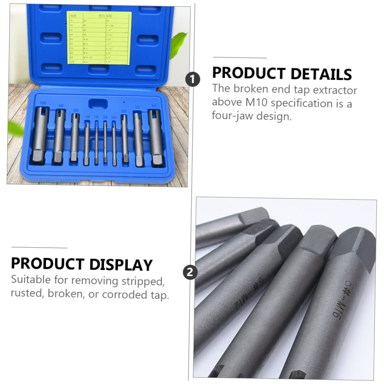 NUOBESTY Set di Estrattori Viti Danneggiate 178 Cacciavite, Lega Argento, 10 Pezzi, Design a 4 Artigli per Viti Rotte e Arrugginite