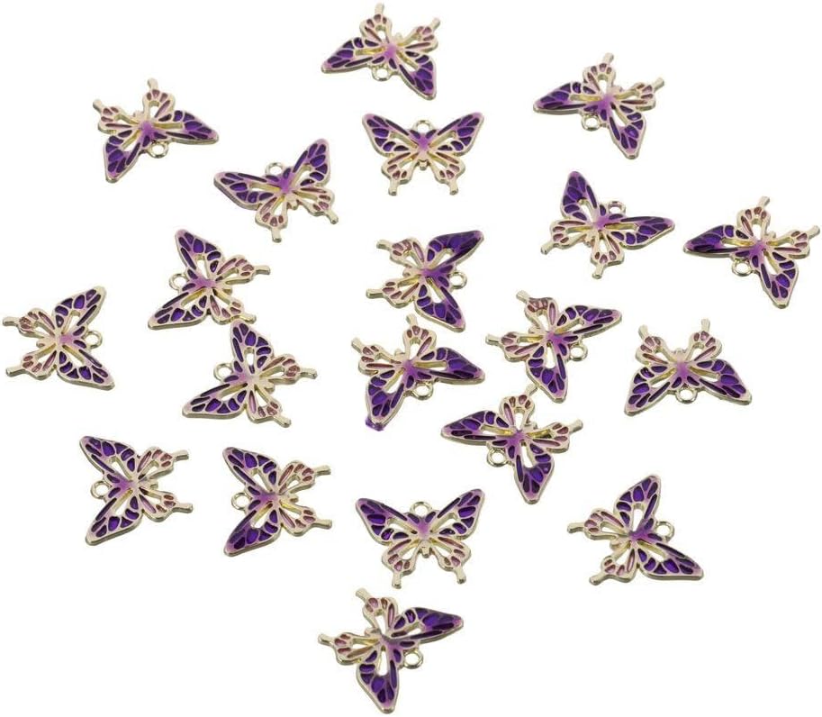 20 Pcs Butterfly Enamel Charms Gold Plated Butterfly Pendants Kit for Jewelry Making Earrings Necklace Bracelets, Purple - Image 4