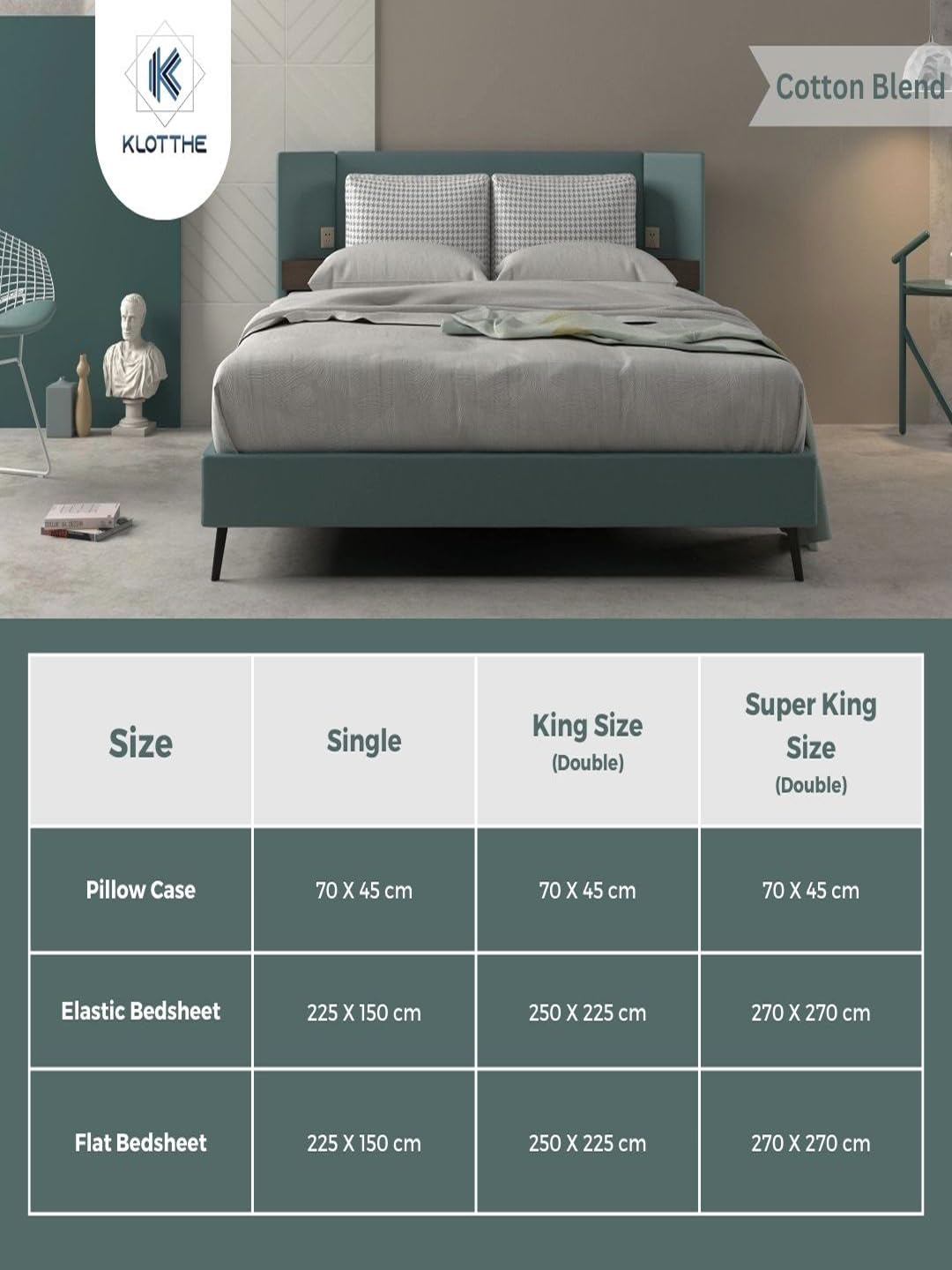 Klotthe Book Fold Light Grey Solid 300 TC Cotton Blend Double Bedsheet with 2 Pillow Covers 4