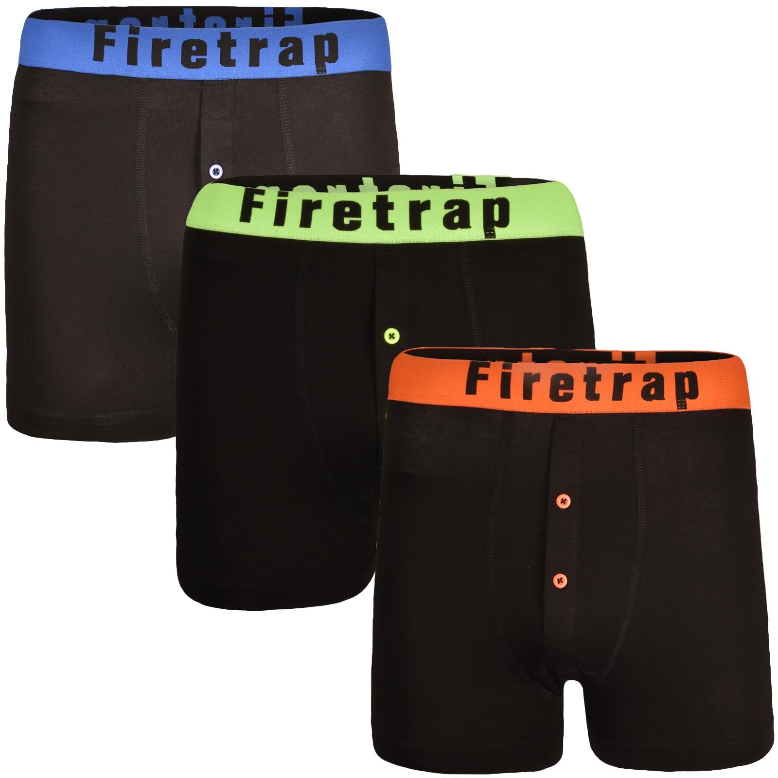 Firetrap Mens Boxers 3 Pack Trunks - Cotton Soft Comfortable Boxer Shorts for Men - Essential Mens Underwear 3 PACK ASSORTED COOPER L