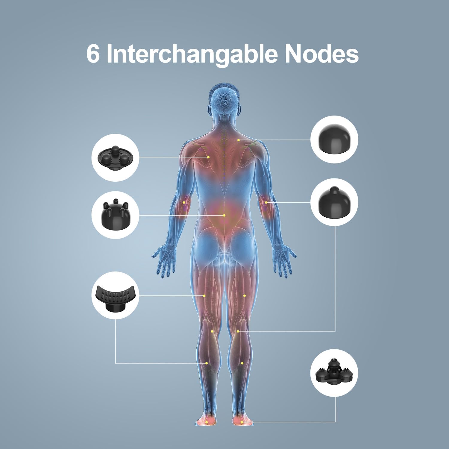 All Body Corded Light Soothing Vibratory Massager with 4 Attachment Heads - Gentle Relief - Massage Tools for Back, Foot, Neck, and Leg Massage - Image 4