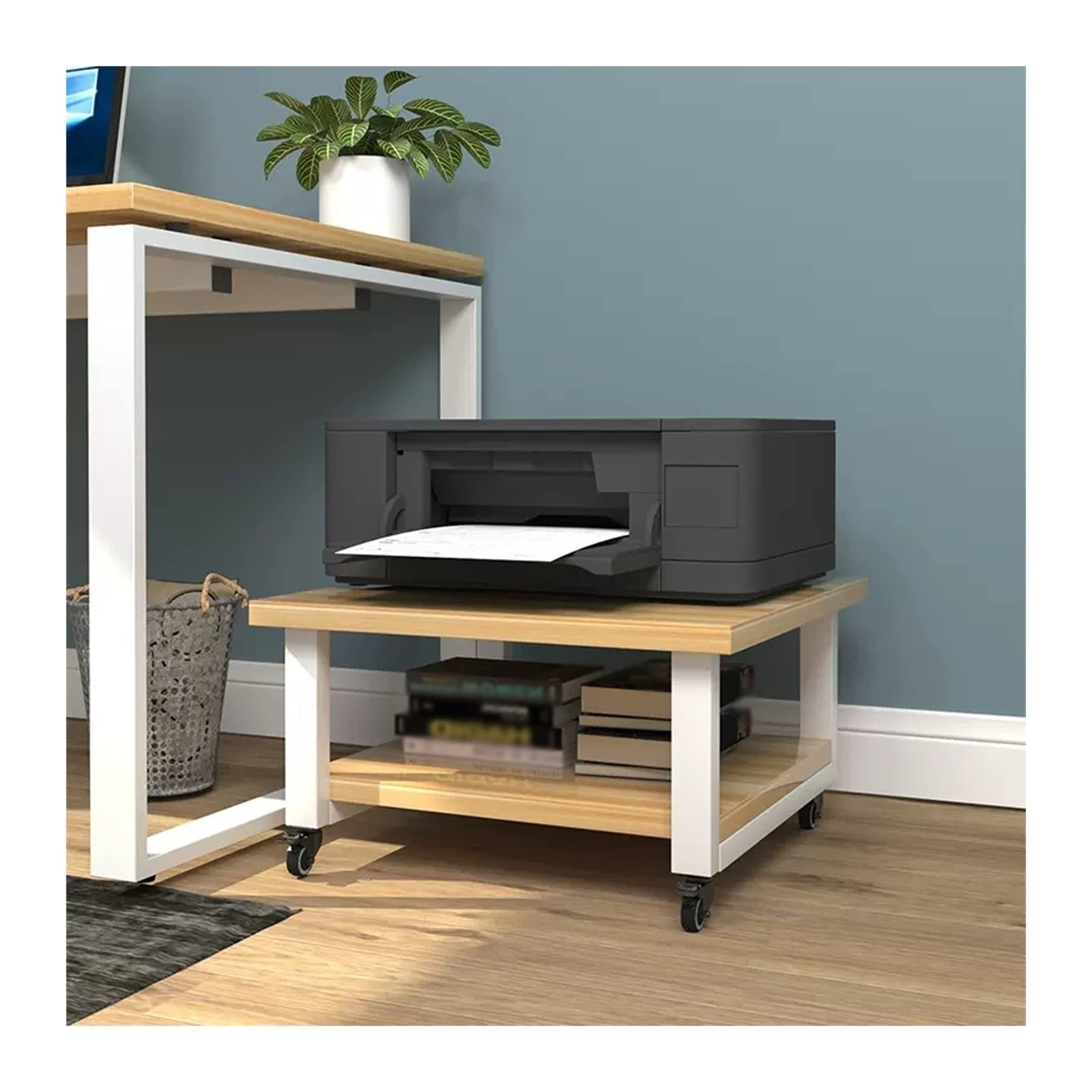 FHSRAEIP Printer Stand Printer Stand Office Under Desk Rolling Printer Stand with Wheels Mobile Printer Stand Printer Table Work Cart for Home Office Printer