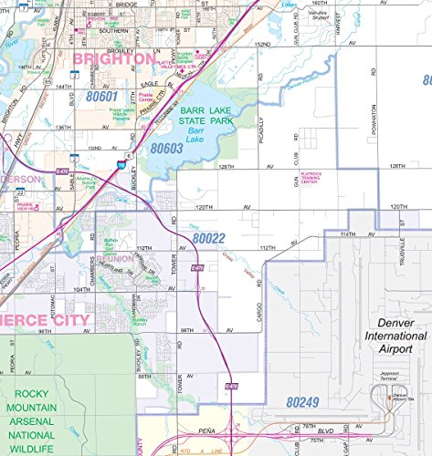 Greater Denver Detailed Region Wall Map W/Zip Codes Large 48"X70" #TOP7