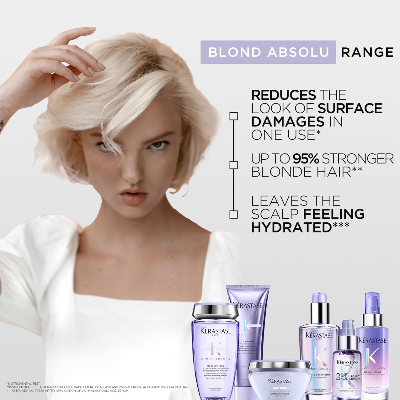 Krastase Blond Absolu, Hydrating Illuminating Shampoo, For Lightened, Highlighted and Grey Hair, With Hyaluronic Acid & Edelweiss Flower, Bain Lumiere, Refill Pouch 500ml - Image 3