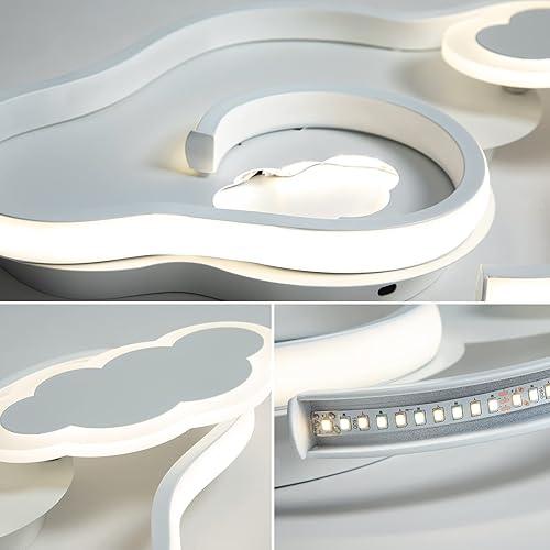 Miniatura 8 de Tioolo Moderna lámpara de techo LED regulable, lámpara de techo de acrílico de montaje empotrado con control remoto creativo de dibujos animados