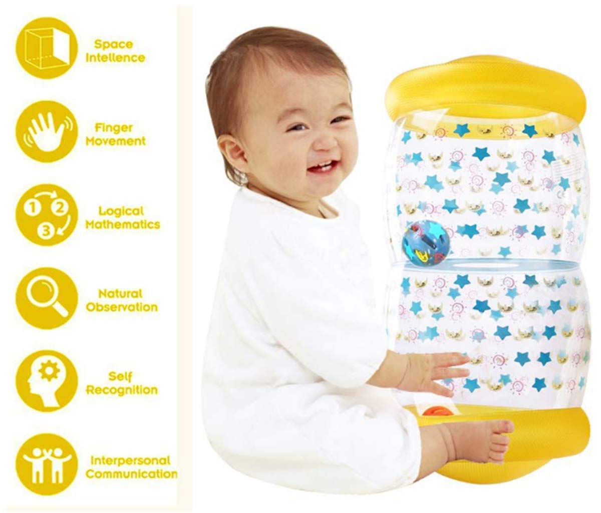 QINGBAO Baby Crawling Toy Fitness Toys Exercise Your Baby's Hearing and Touch Exercise Your Baby's Muscles and Coordination (Yellow)
