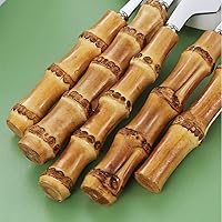 Vista 5 de Juego de cubiertos de bambú para 12, 60 piezas, juego de cubiertos de bambú natural, juego de cubiertos de mango de bambú, juego de vajilla de bambú