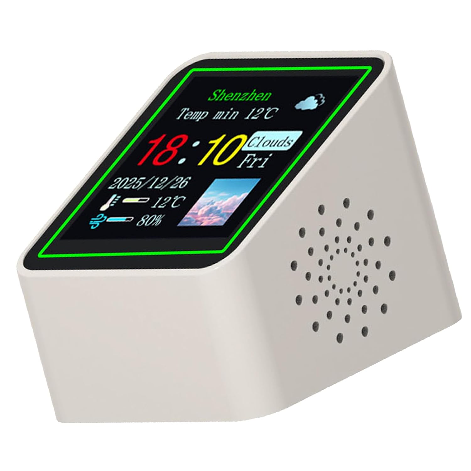 Fafeicy Smart Weather Clock Multifunctional Desktop Digital Clock Desktop Electronic Display WiFi Weather Station with Indoor Outdoor Temperature Humidity Customizable GIFS for