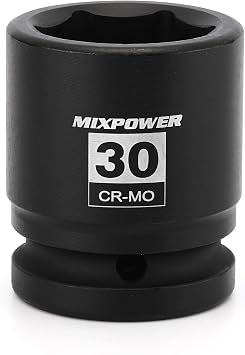 3/4 "مقبس تأثير الضحلة محرك الأقراص، 30 mm، CR-MO، متري، 6 نقطة، مقبس درجة تأثير الجوز المحور لسهولة الإزالة