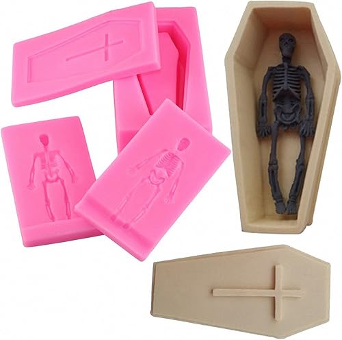 MoldFun Molde de silicona 3D de tamaño pequeño con cruz y esqueleto humano para fondant, pasta de goma, decoración de pasteles, chocolate, dulces, MoldFun Molde de silicona 3D de tamaño pequeño con cruz y esqueleto humano para fondant, pasta de goma, decoración de pasteles, chocolate, dulces,