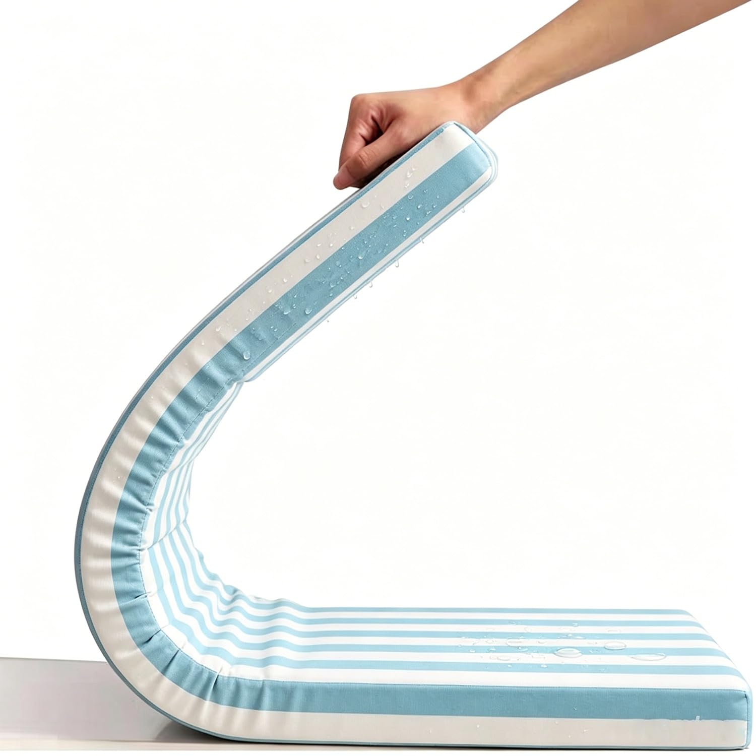 PLCIVSA Bench Cushion Outdoor, Garden Bench Cushion with Waterproof Polyester Cover,50D Foam,Non-Slip Base, 2 Ties,Removable Zip Cover for Patio,Bay Window,Garden Swing(Blue,180x50cm/71x20in)