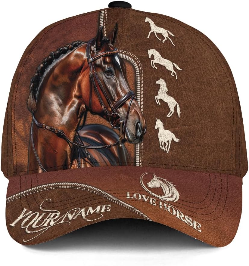 Custom Horse Baseball Cap, Horse Lover Hats Gift for Men Women, Horses Trucker Hat Gorras para Animal Horse Riding