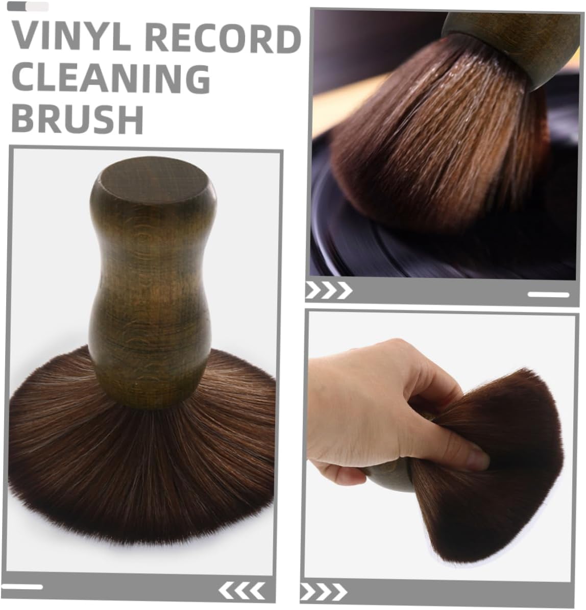 Gadpiparty 2pcs Vinyl Record Cleaning Brush Set Anti-Static Soft Bristles Wooden Handle Record Player Cleaning Tool for Home and Audio Enthusiasts