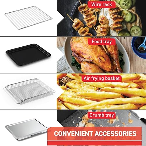 Miniatura 6 de T-fal Horno tostador 9 en 1, freidora de aire combinada de acero inoxidable, horno de encimera de convección de acero inoxidable, calentamiento