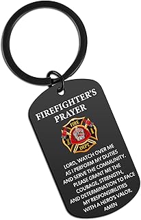 Firefighter Gifts for Men - Cool Firefighters Prayer Keychain Stuff Accessories Fire Fighter Fireman Appreciation Retirement Keyring Gift for Husband Dad Son Boyfriend Birthday Graduation